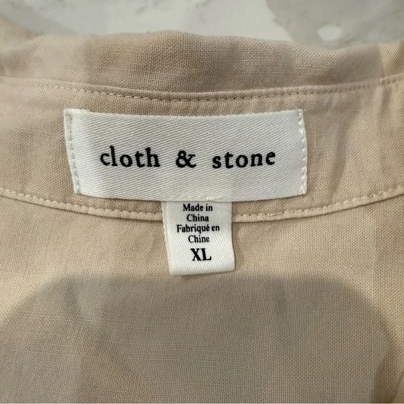 Cloth & Stone x Anthropologie Long Sleeve Button Down Blouse Women’s XL Warm Oat - Picture 3 of 5